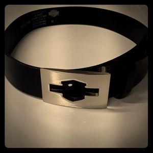 HARLEY DAVIDSON SILVER SHIELD UNISEX BLACK BELT